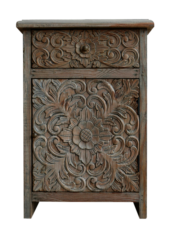 BEDSIDE TABLE, CARVING. BOX 104 (L*W*H) 43*33*60 cm. 1 pcs.