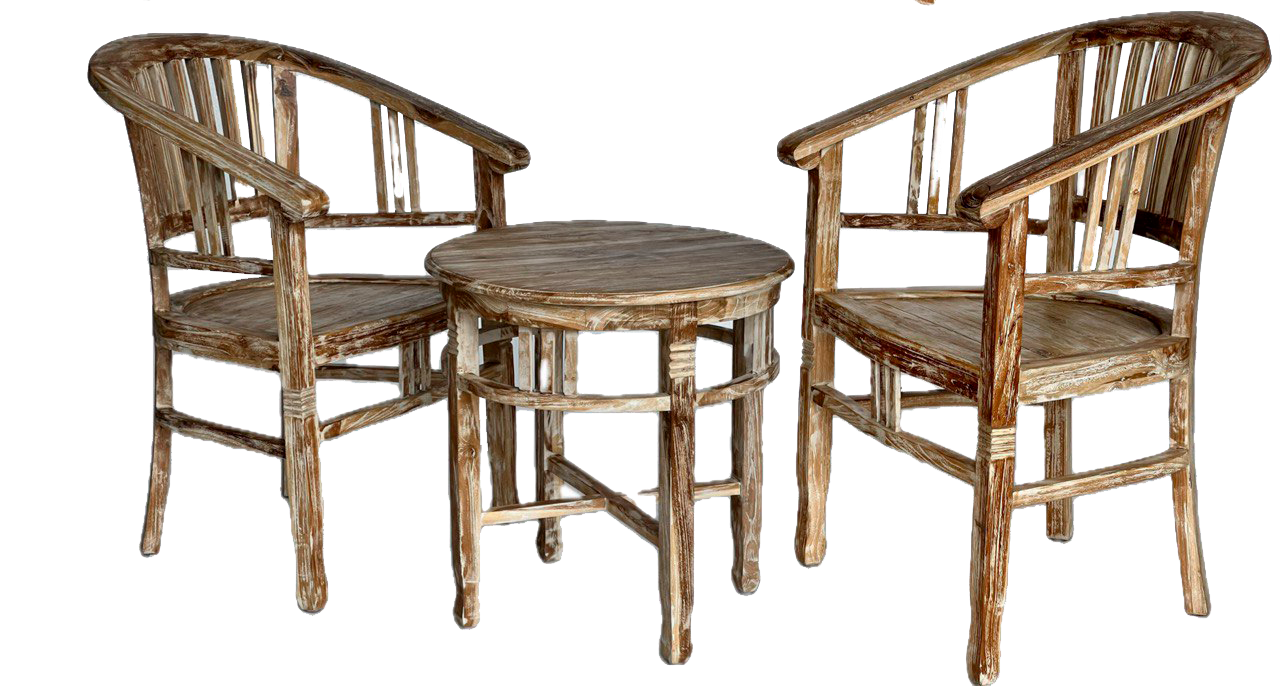 SET: TABLE & 2 ARMCHAIRS., BOX 335-337, 1 set.