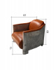  CHAIR, INSPIRED BY AVIATOR CHAIRS , THIS ONE DISTINGUISHED BY ITS CONVENIENCE, GREY METAL AND HONEY LEATHER.   BOXES 101 -102. (L*W*H) 73*83*80cm. 2 pcs.
