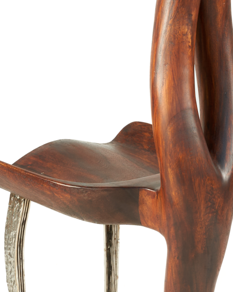 ACCENT CHAIR. SINGLE PIECE OF WOOD, CARVED METAL. BOXES 147-177. ( L*W*H) 55*48*103 cm., 4 pcs. 