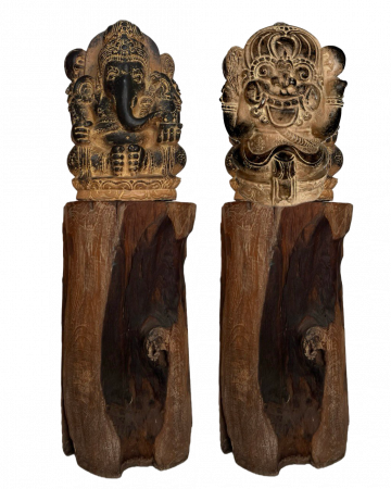 WOODEN STATUETTE GANESHA.  BOX 17. (W*H) 35*109 cm. 1pcs.