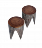 2 IN 1, STOOL & COFEE TABLE, SINGLE PIECE OF WOOD, BEATIFUL DINAMIC LINE. BOX 265, (L*H) 35* 57 cm.. 2 pcs. 