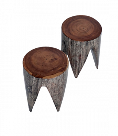 2 IN 1, STOOL & COFEE TABLE, SINGLE PIECE OF WOOD, BEATIFUL DINAMIC LINE. BOX 265, (L*H) 35* 57 cm.. 2 pcs. 