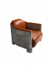  CHAIR, INSPIRED BY AVIATOR CHAIRS , THIS ONE DISTINGUISHED BY ITS CONVENIENCE, GREY METAL AND HONEY LEATHER.   BOXES 101 -102. (L*W*H) 73*83*80cm. 2 pcs.