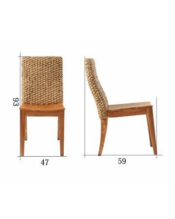 WATER HYACINTH & WOOD DINNING CHAIR. BOX 41-46, (L*W*H) 47*59*93 cm., 6 pcs.