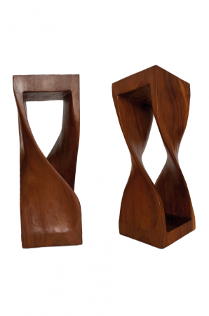 2 IN 1, STOOL & ACCENT STOOL, SINGLE PIECE OF WOOD, BEATIFUL DINAMIC LINE. BOX 260, (L*H) 30*80cm. 1 pcs.