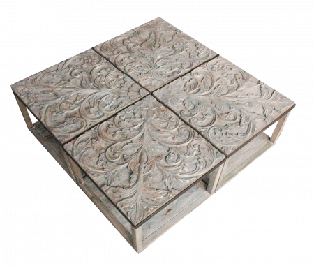   COFEE TABLE, CARVING, PUZZLE. BOXES 111-114, ( L*W*H*) 100*100*46cm., 1 pcs. 