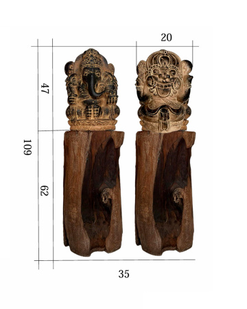 WOODEN STATUETTE GANESHA.  BOX 17. (W*H) 35*109 cm. 1pcs.