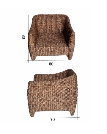 WATER HYACINTH SINGL ARMCHAIR. BOXES 47-48, (L*W*H) 80*70*80 cm., 2 pcs.