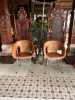 DESIGNER CHAIR, SINGLE PIECE OF WOOD, TEAK, HANDMADE LACE METAL, BEAUTIFUL HONEY COLOR.  BOX19-24 (L*W*H) 60*60*87cm., 6 pcs.
